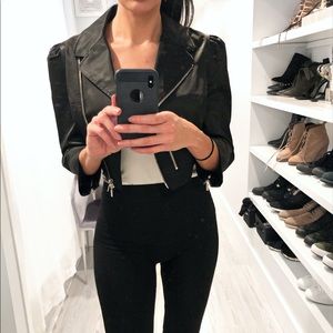 Bebe satin cropped jacket